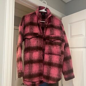 Pink brushed mohair shacket